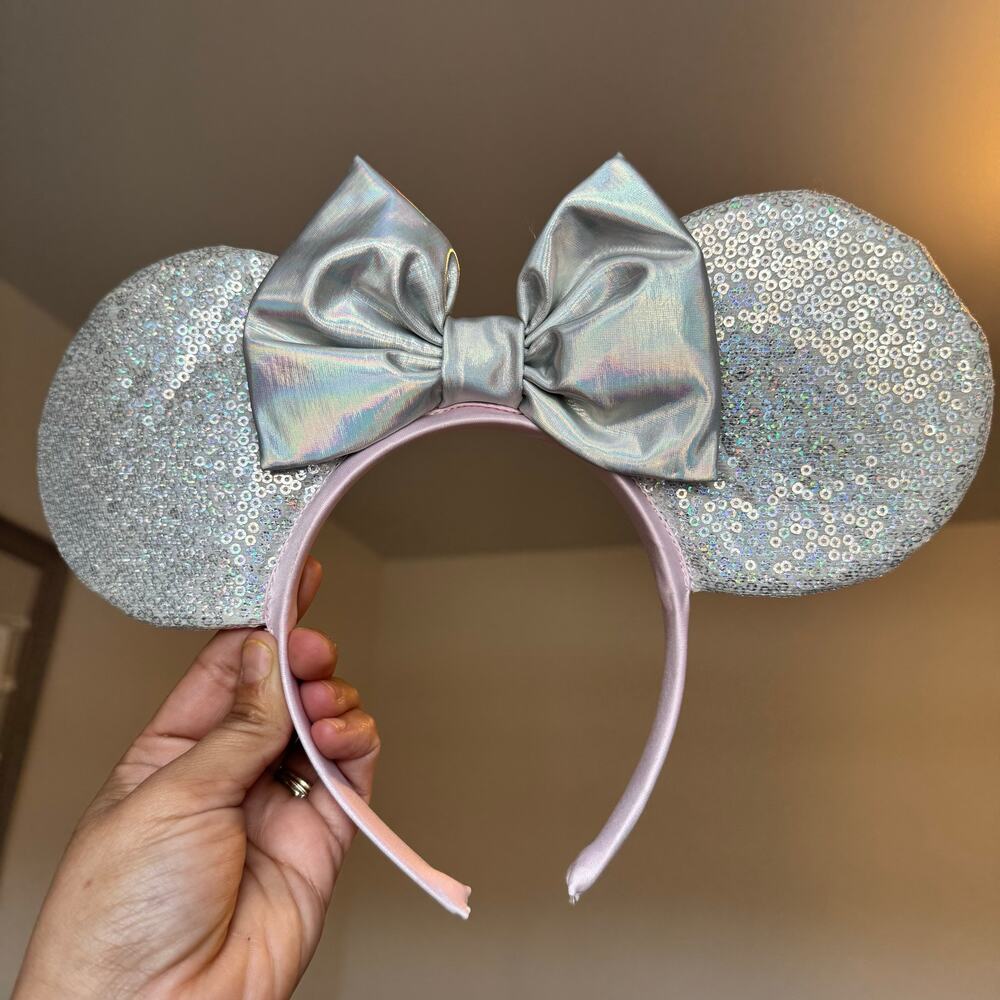 Original Disney World, 100 year anniversary, Minnie mouse ears silver and pink